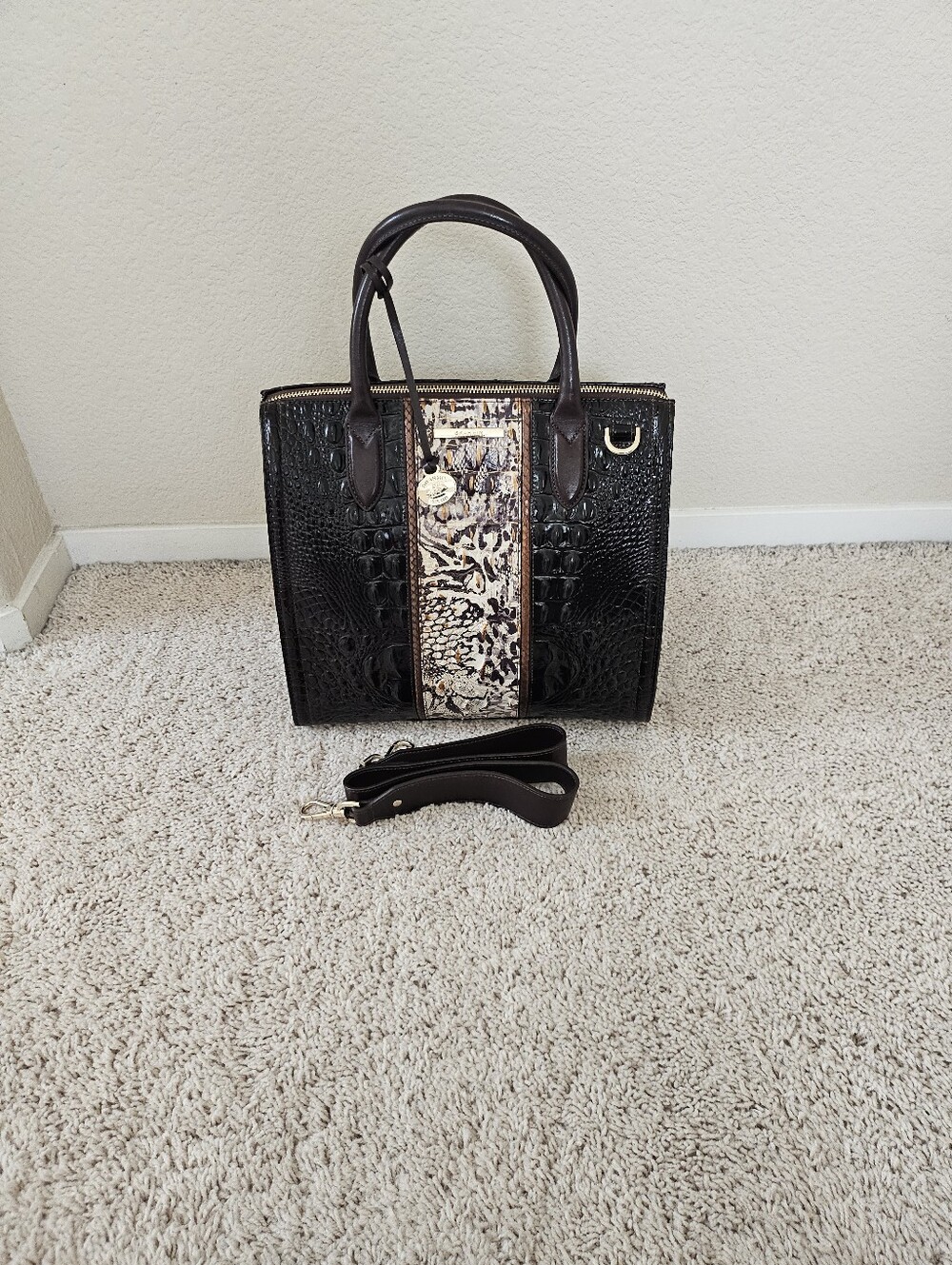 Brahmin Caroline Cocoa Goldspur Satchel - Picture 3 of 15